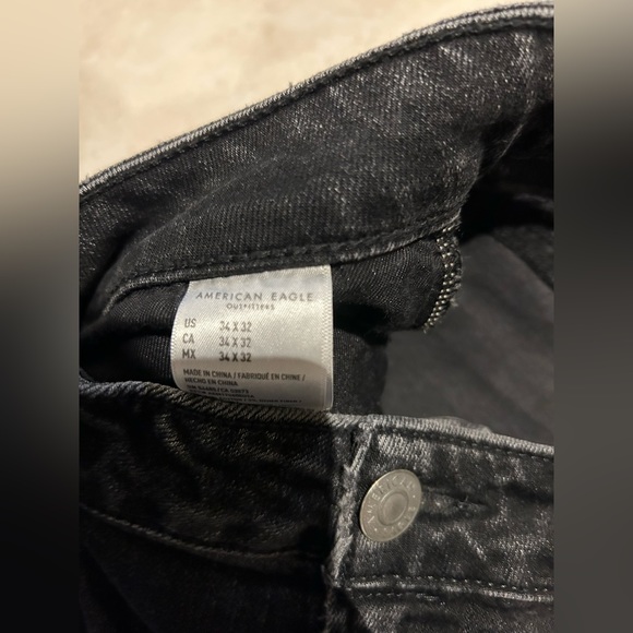 Men’s American eagle black motto stacked ripped skinny jeans size 34x32 - Picture 7 of 11